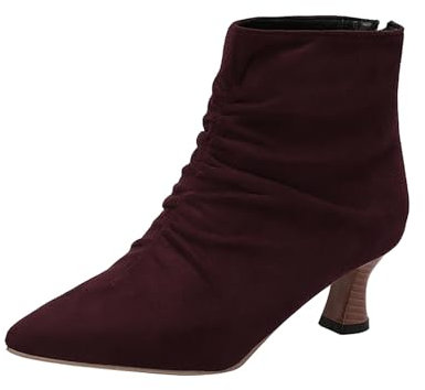 Generico Stivali Invernali Donna con Tacco, Stivali da Donna Casual Eleganti, Tronchetti Classici Stivaletti Antivento Morbidi Stivali Elasticizzati Donna Curvy Vintage Stivali Chelsea Donna