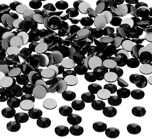 PATIKIL 400Pcs SS30 Round Flatback Crystal 6.3-6.5mm Glass Rhinestones Gems Diamonds for DIY Crafts Clothes Shoes Nail Art Decoration, Black