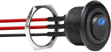 acegoo 12V Alluminio Interruttore Rotondo On/Off SPST 20A Interruttore a Bilanciere per Camper Barca Camion Auto, Interruttori a Levetta 14 AWG Precablato 12V/24V (1Pcs, Interruttore a levetta)