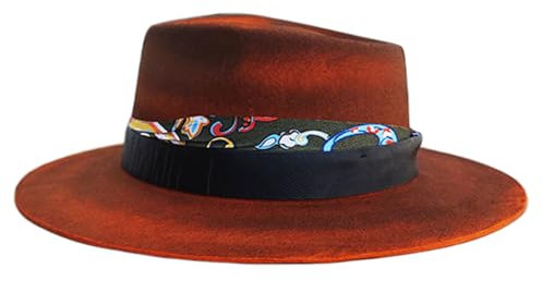 Wayfadacc Homburg Panamahut aus Wolle, Vintage-Stil, Westernhut, Porkpie-Hut, Zylinderhut für Abendessen, Outdoor, Freizeitkleidung, Foto-Requisiten, B, 30*20*3cm