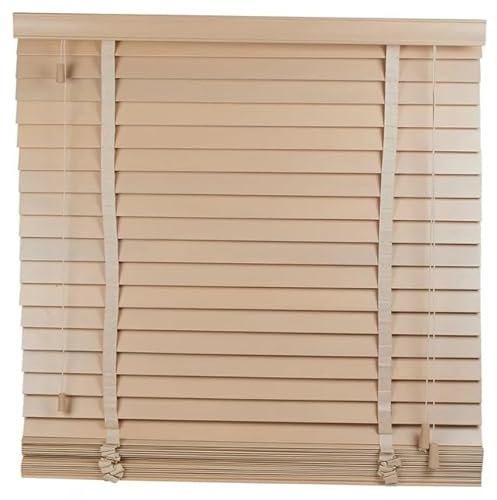 URBNLIVING Real Wood Venetian Blinds, Horizontal Wooden Slats with Privacy Valance & Cord Tilt Control, Pull Cord, Premium Timber Window Shades for Home or Office, Custom Sizes & Colours Available