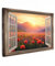 MuchoWow© Leinwand Groß 120x80 cm XXL Deko Schlafzimmer Aesthetic Leinwandbilder Wohnzimmer Gemälde Foto Geschenk Living Room Decoration Fensterblick - Mohn - Blumen - Rot - Offenes Fenster