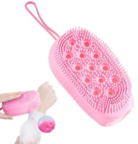 Uoqpty Spazzola per il corpo in silicone – Spazzola per doccia | Scrubber da bagno per collo, gambe, schiena, braccio, spazzola per la pulizia della pelle a doppio lato
