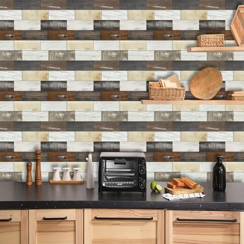 Piastrelle Adesive CucinaMarrone Giallo Piastrelle Adesive Bagno Paraschizzi Cucina Adesivo Decorazione da Parete Bagno in PVC Impermeabile Mattonelle Mosaico Stile