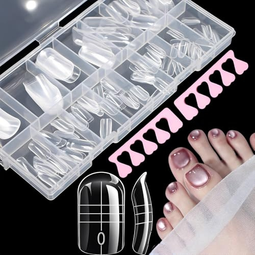 Esshogo 150 pièces Couverture Complète Faux Ongles Conseils de Extension | Kit pour Orteils, capsule ongle pied, press on nails pieds, Faux Ongles d'Orteil, pour Pédicure et Extensions DIY