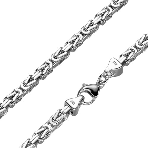 KettenKauf Rhodinierte 5mm Königskette 925 Silber massiv - Länge Wählbar - Rhodiniert - Collier Halskette oder Armband