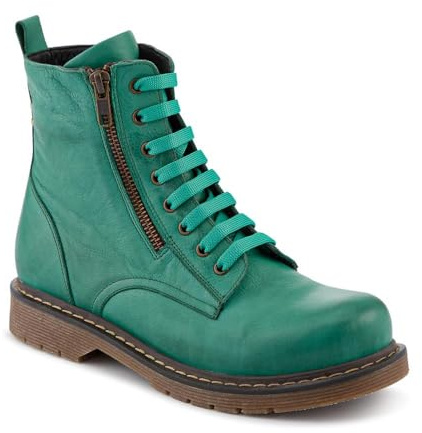 Pavers Wide-Fit Leather Zip-Up Boots - Green Size 5