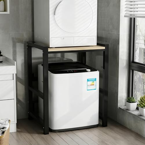 Meuble Machine à Laver et Seche Linge, Superposition Lave Linge Seche Linge, 3 Hauteurs Réglables, pour Buanderie Salon Salle De Bain Cuisine Balcon(Flip Model - Black c)