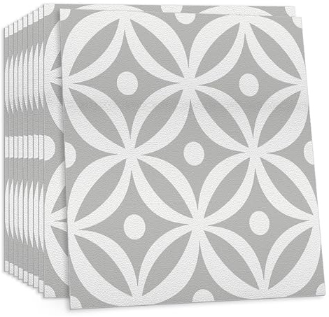 ANHUIB 10 Stück Fliesenaufkleber Boden Retro Bodenfliesen Selbstklebend Bad Klebefliesen 30x30cm Vinyl-Bodenbelag Wasserdicht Selbstklebende Bodenfliesen für Küche Badezimmer Boden Wand Dekoration