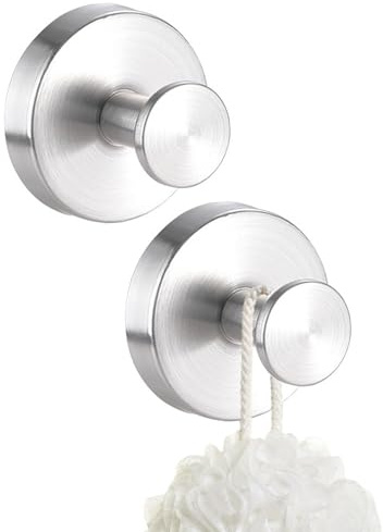 LianSinGo 2PCS Suction Cup Hooks, Stainless Steel Suction Hook for for Bathroom Towel Shower Door Window, Self-Adhesive Strong Suction Hooks Heavy Duty Christmas Wreath Door Hanger