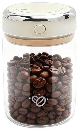 UOCAI Vacuum Glass Coffee Jar,Airtight,1.1L Vacuum Coffee Jar with Release Valve and Date Display,Coffee Bean Container Made of Glass for Coffee Beans, Powder, Tea, Nuts