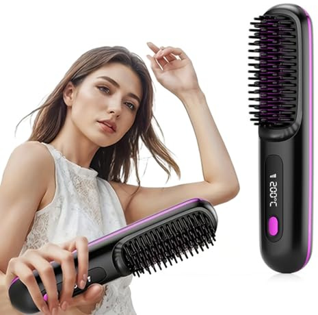 Stylingbürste für kurze Haare – Warmluftbürste mit Keramikbeschichtung, Anti-Scald Design, 3 Temperaturstufen, kompakt & tragbar für Volumen, Glätten & Locken