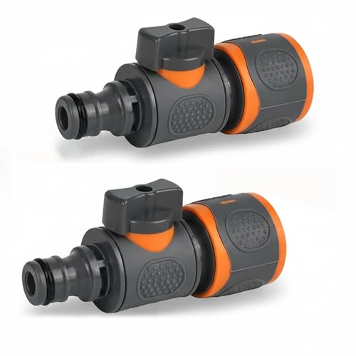 2PCS Quick Release in Line Shut Off Valve with Switch Garden Hose Pipe Tap Connector Leak-Proof Plastic Hose Coupling Adaptor for Water Flow Control, Suitable for Irrigation Lawn Garden Plants