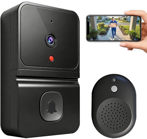 Video Türklingel mit Kamera,2.4GHz WLAN-Videotürklingel-Sicherheitskamera | Smarte Video Türklingel mit Zwei-Wege Kommunikation,Cloud-Speicher,Sofortbenachrichtigungen und Nachtsichtfunktion
