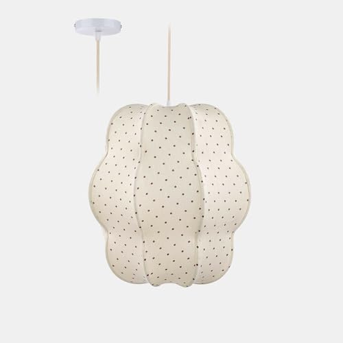 Loberon Hängelampe Lillumo - Verspieltes Punkte-Design - Ideal fürs Kinderzimmer - Tischleuchte - Baumwolle - Eisen, beige/schwarz