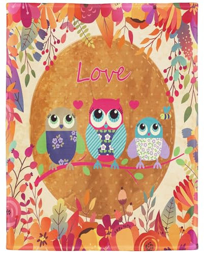YISUMEI Kuscheldecke 150x200 cm Sanft Flanell Weich Fleecedecke Bettüberwurf Eule Owl Liebe