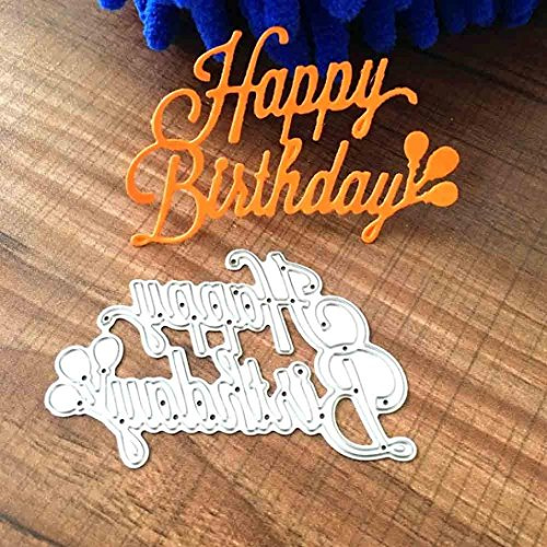 U-horizon Matrices de découpe Joyeux Anniversaire Happy Birthday, Cutting Dies Pochoir à découper en métal pour Scrapbooking, Album Photo, Carte, Papier de décoration, Cadeau