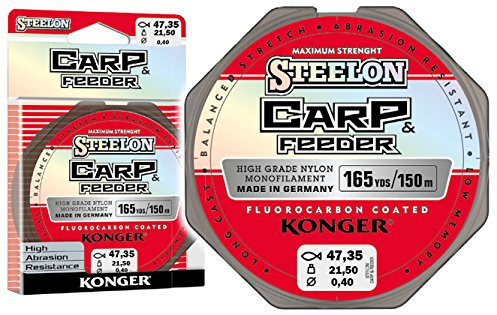 Konger Angelschnur Steelon Carp&Feeder Fluorocarbon Coated 150m 0,20-0,40mm Monofile super stark! (0,05€/m) (0,40mm / 21,50kg)