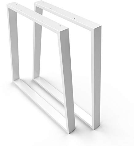 sossai® Trapez Tischkufen aus Stahl (pulverbeschichtet) TKG6 | Industrial Design | Farbe: Weiß | Höhe 70cm x Breite 70 cm (50 Trapez) | Profil: 20x60mm | 2 Stück | Tischbeine
