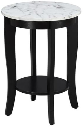 Convenience Concepts American Heritage Beistelltisch, rund, weißer Kunstmarmor/Schwarz