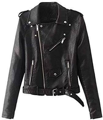 ShiFan Giubbotto di Similpelle Chiodo Donna Giacca da Motociclista Pu Pelle Cappotto Zip Sottile