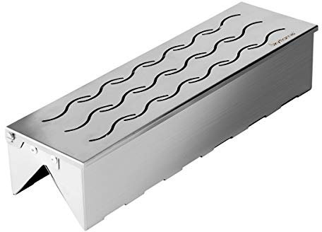 Skyflame Scatola per affumicatura trucioli di legno con uscita ondulata per barbecue a gas a carbone e propano, 31,8 cm (lunghezza) x 8,4 cm (larghezza) x 6,3 cm (altezza), brevetto design USA
