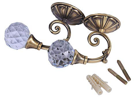 Gancon 1 Paar Metall Kristall Glas Vorhang Holdback Vorhang Raffhalter Haken Kleiderbügel für Wandfenster(Bronze-)