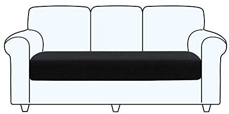 TAOCOCO Sofa Sitzkissenbezug, Elastischer Sofa Sitzkissenbezüge, Ajustable, Waschbar, Protection Meubles Couvre Pour Canapé (Schwarz,3 Sitzer)
