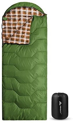 Forceatt Schlafsack mit Umschlag, warm, leicht und kompakt, 3-4 Jahreszeiten, rechteckig, für Erwachsene-Jugendliche, 10 ℃ ~ 25 ℃ für Camping, Wandern, Sommerlager, 215 cm x 80 cm.