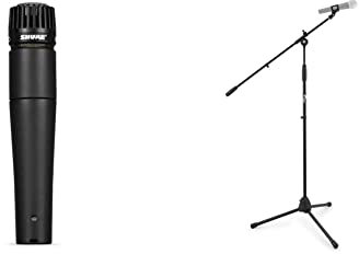 Shure SM57-LCE Cardioid Dynamic Microphone - Black & Tiger MCA68-BK Microphone Boom Stand, Mic Stand with Free Mic Clip - Black