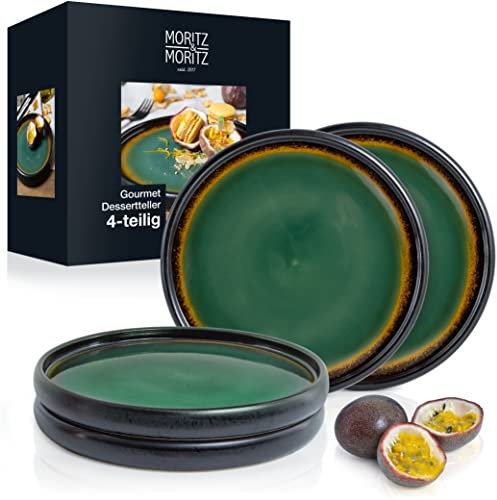 Moritz & Moritz SOLID 4x Kleine Teller 21 cm - Steinzeug Teller Set als Dessertteller, Kuchenteller, Frühstücksteller - Geschirr Set zum Servieren