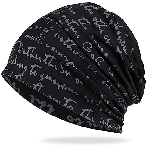 DURINM Sportmütze Herren Damen Beanie Mütze Chemo Hut Frau Hut Spitzen Kopftuch Super Weich Slouchy Turban Kopfbedeckungen Kopf Wraps (Schwarz)