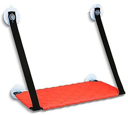 Galatée Hamaca para Gatos, Cama con Ventana para Gatos con 4 Ventosas, Asiento para Ventana con Hamaca para Gatos Que Soporta hasta 15 Kg（Tela De Licra, Rojo