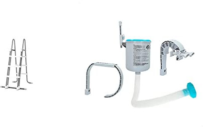 Intex Sicherheitsleiter 28075, für Pools von 91-107 cm Höhe, grau & Surface Skimmer - Deluxe Wall Mount Surface Skimmer - Suspension Skimmer