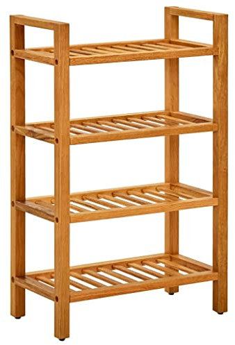 vidaXL Eichenholz Massiv Schuhregal mit 4 Etagen Schuhablage Regal Schuhschrank Schuhständer Schuhaufbewahrung Schuhe Organizer 50x27x80cm