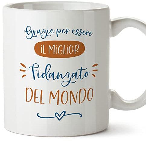 Mugffins Tazza in ceramica per FIDANZATO 350 ml - In italiano - Grazie migliore famiglia - Idea regalo per compleanno, anniversario, natale