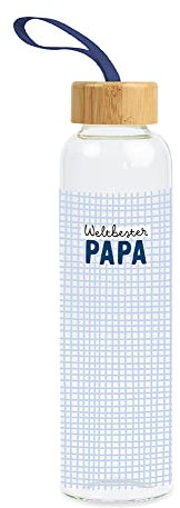 Grafik-Werkstatt Gourde en verre avec inscription humoristique | Avec dragonne | 550 ml | Meilleur papa du monde