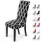 Housses de Chaise de Salle à Manger Housses de Chaise Facile à Nettoyer Housse de Chaise Extensible Universelle Couverture de Chaise pour Maison Hôtel Décor de Restaurant (4 Pièces, Noir Grille)-H