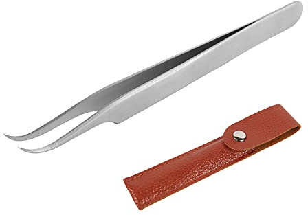 Pince Extension de Cils Pince à épiler pour Extensions de Cils Pince à cils Extension à Bouts Pointus Droit et Courbé Nipper Professionnel en Acier Inoxydable Brucelles de Précision (LM-04)