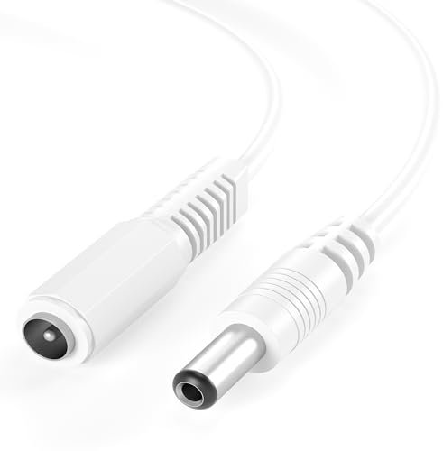 JAMEGA – 5m DC Verlängerungskabel 12V 5,5mm x 2,1mm DC Stecker Anschlusskabel DC Kabel – DC Stecker auf DC Buchse - DC Verteiler Verbindungskabel für Netzteil, Überwachungskameras - Weiß