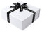 JiaWei Geschenkbox (Stil-2) 38,5 x 35 x 12,8 cm Extra Groß, Geschenkkarton mit Magnetisch Deckel & Kreuzförmige Schleife, mit Grußkarten & Seidenpapier - Weiß