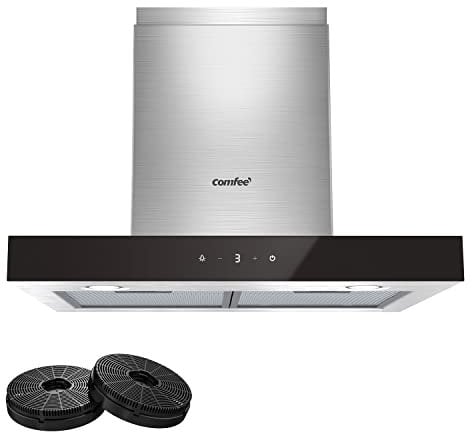 COMFEE' TSHM77SS-60 Campana extractora 60 cm Clase A+++ Campana extractora de acero inoxidable 650 m³/h con LED, sistema de recirculación y canalización y filtros de carbón