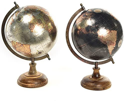 Decorspace Globe terrestre avec pied en bois pivotant sur l'axe décoration pour espaces de 32,5 cm
