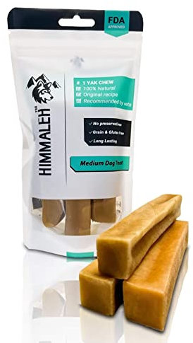 Himmaleh Yak Chews for Dogs - Yak chews for dogs Medium (pack of 3) - Protein Rich Dog Chews Long Lasting Natural - yak milk dog chew - Toothsome Yak Bars for Dogs - Himalayan dog chews - Yak Snack