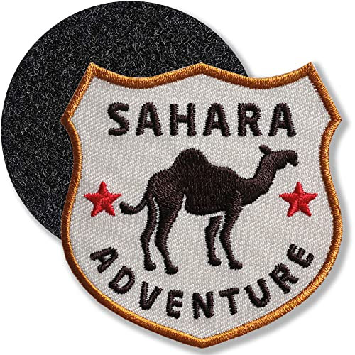 Sahara Adventure/Klett-Patch gestickt 60 x 61 mm/Klett Patch Patches Abzeichen Aufnäher Applikation zum aufkleben aufnähen auf Kleidung Rucksack Tasche/COH