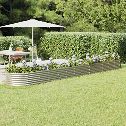 Yolola Hochbeet Oval Metall Hochbeete Für Garten Pflanzkübel Hochbeet Gartenbeet Hochbeet Metall 512 x 80 x 36 cm Silber Pflanzbeet Blumenkasten Hochbeet Balkon Für Garten Balkon