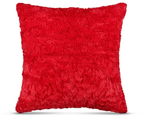 Bestlivings Flauschiges Dekokissen 50x50 mit Reißverschluss, (Rot) Kissenbezug inkl. Kissen mit Rosenmuster, Dekorative Kissenbezüge, weicher Bezug