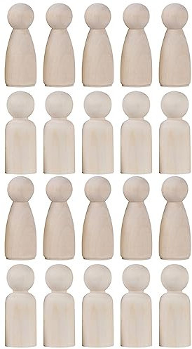 Leadigol Holzpuppe, unlackierte Holzfiguren, 55 mm, DIY-Hochzeitsdekoration, Naturholz, blanko, für Kinder, männlich, weiblich, Holzhandwerk (Frau 55 mm), 20 Stück