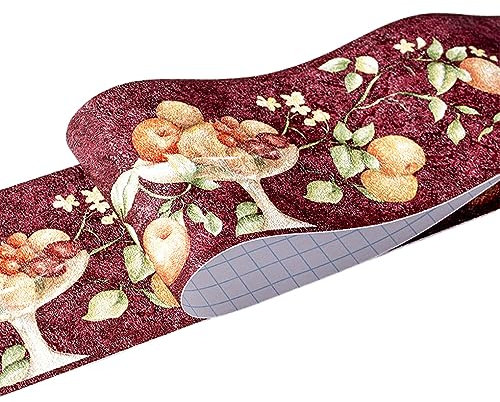 rongweiwang Holzmarmorierung, Selbstklebende Sockelleiste, exquisit und pflegeleicht und umweltfreundliches PVC, langlebig, rote Frucht