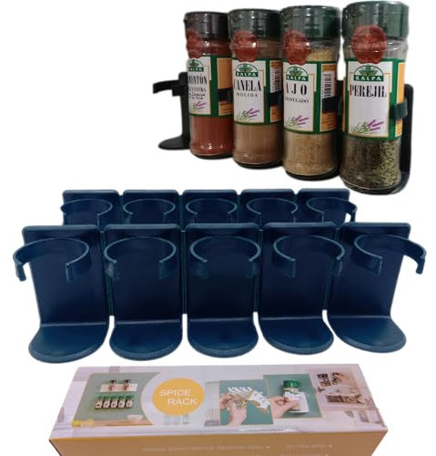 Mercaaran Especiero para Cocina-Organizador Especias Cocina-Especiero-Especiero Cocina-Especiero para Cocina Armario- organizador armario cocina-PACK 10 PINZAS 20 ADHESIVOS